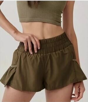 Free People / FP Movement Olive Green Get your flirt on shorts size M